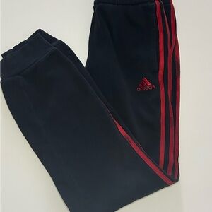 adidas Black Jogger Pants with Red Stripes